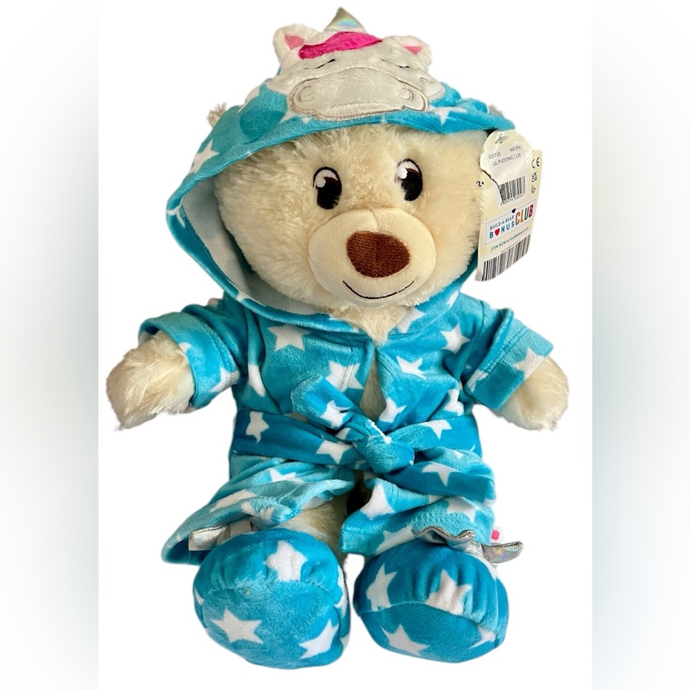 Build a Bear LIL PUDDING CUB with Blue and White Starry Unicorn PJs and …